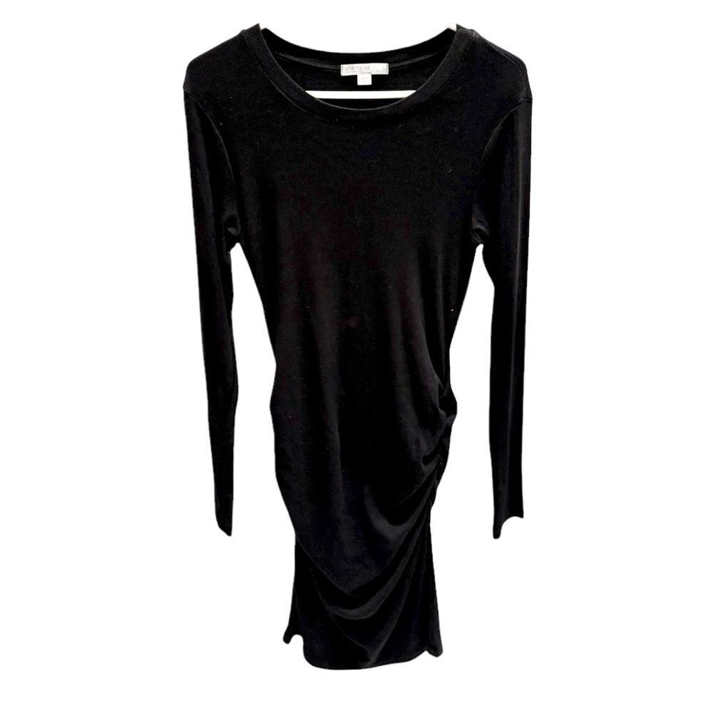 Stateside Knit Black BodyCon Dress Rouched Side Twist Dress Size Large